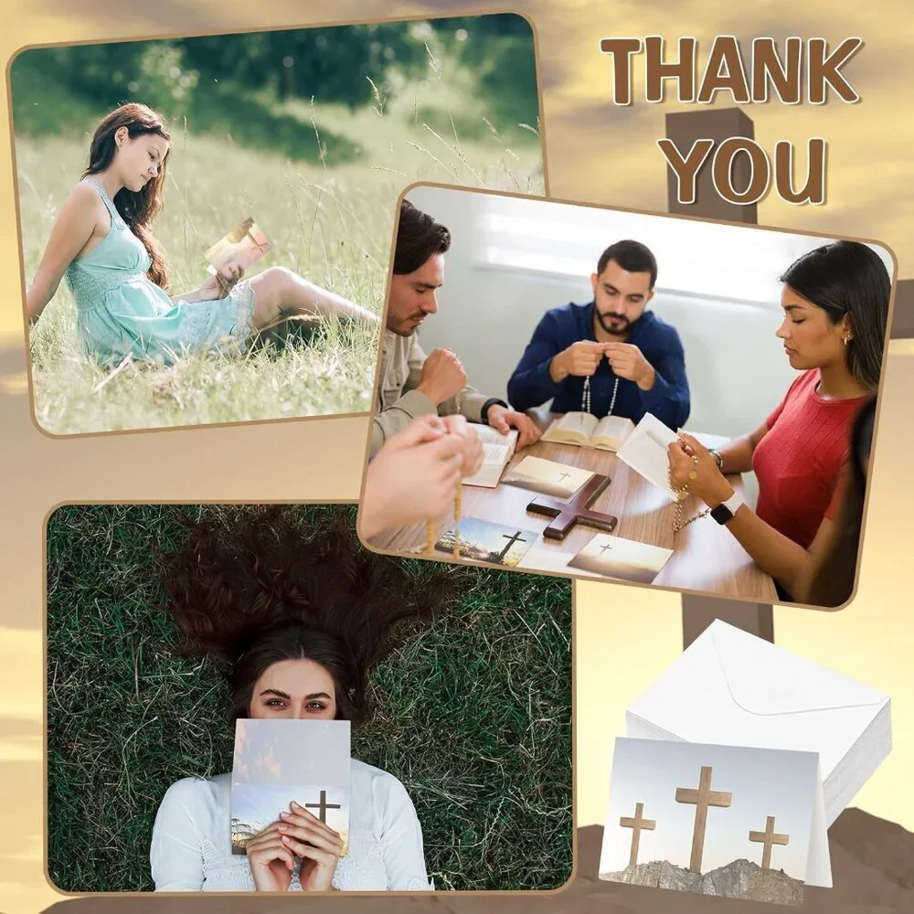 Religious Greeting Cards Set 4x6 with Cross Design Includes Envelopes
